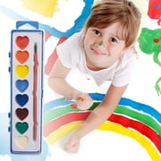 Kayannuo Finger Paint Set for Kids Children's Watercolor Painting Set Heart-shaped 8-color Squares Box Solid Pigment Powder Painting Set Non-Toxic, Washable, Perfect for Creative Play